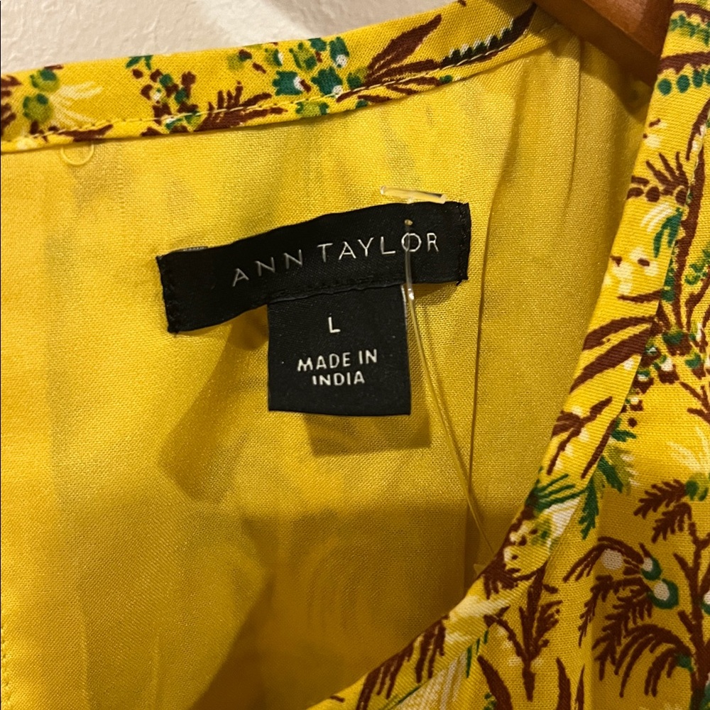 Ann Taylor Palm Tree Ruffle Sleeve Flare Dress SIZE large - Picture 6 of 9